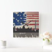 Washington DC American Cities CityScape Wall Clock Quadratische Wanduhr (Zuhause)