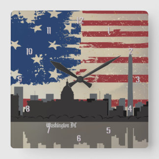 Washington DC American Cities CityScape Wall Clock Quadratische Wanduhr