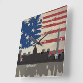 Washington DC American Cities CityScape Wall Clock Quadratische Wanduhr (Winkel)