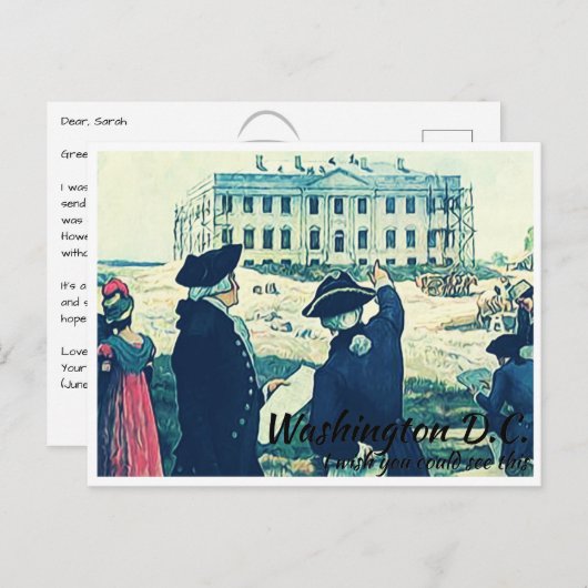 Washington DC baut das Weiße Haus Postkarte (Vorne/Hinten)