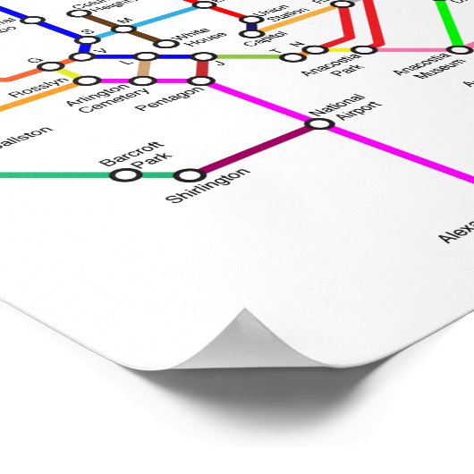 Washington DC Bike Map Poster (Ecke)