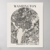 Washington DC Boho Arch Beige Street Map Poster (Vorne)