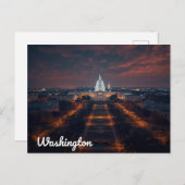 Washington DC Capitol Building Night Postkarte (Vorne/Hinten)