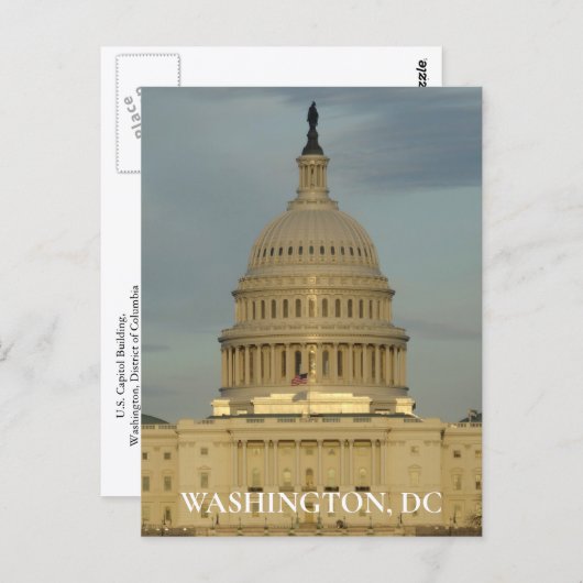 Washington DC Capitol Building Travel Photo Postkarte (Vorne/Hinten)