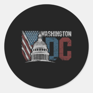 Washington Dc Capitol Hill Usa Flag Souvenir Desig Runder Aufkleber