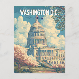 Washington DC Capitol Reise Kunst Vintage Postkarte