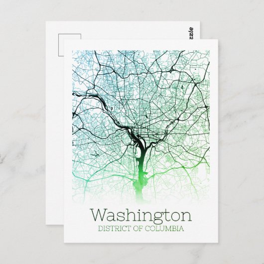 Washington DC City Map Postkarte (Vorne/Hinten)