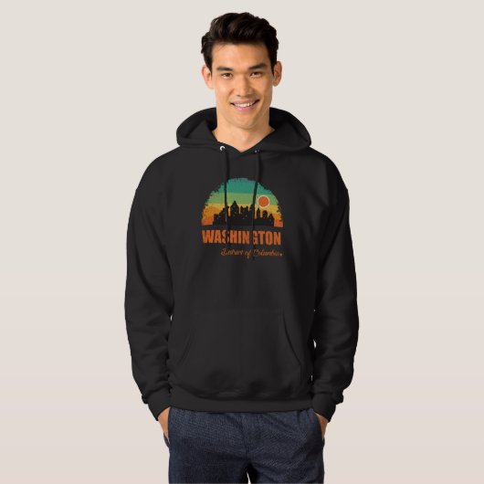 Washington DC City Skyline Vintag Retro Sunset Hoodie (Vorne ganz)