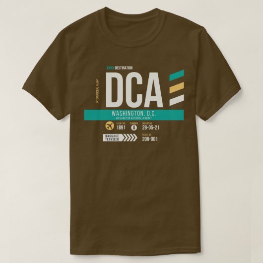 Washington DC DCA Flughafen-Code Gepäckanhänger T-Shirt (Design vorne)