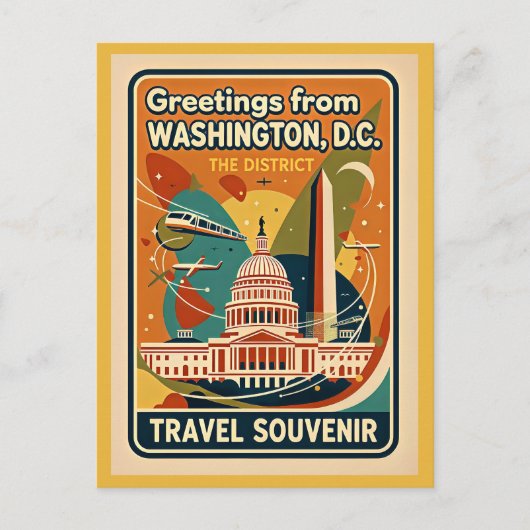 Washington DC District im Vintage-Stil Postkarte (Vorderseite)