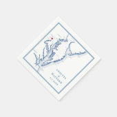 Washington DC Elegant Navy Blue Map Wedding Serviette (Ecke)