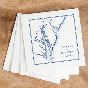 Washington DC Elegant Navy Blue Map Wedding Serviette