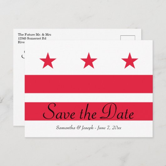 Washington DC Flag Save the Date Ankündigungspostkarte (Vorne/Hinten)