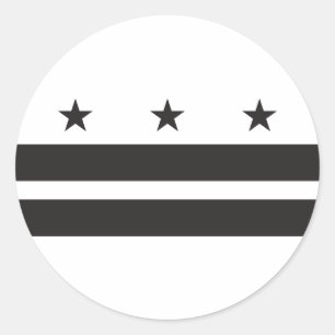 Washington DC Flag - Schwarz Runder Aufkleber