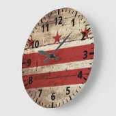 Washington DC Flagge für Old Wood Grain Große Wanduhr (Winkel)