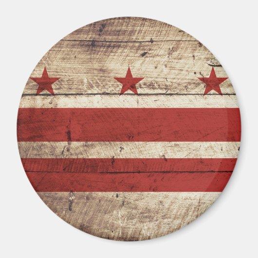 Washington DC Flagge für Old Wood Grain Magnet (Vorne)