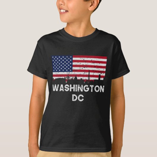 Washington DC-Flagge-Skyline beunruhigt T-Shirt (Vorderseite)