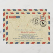 Washington DC / France Airmail | Babyparty Einladung (Vorne/Hinten)