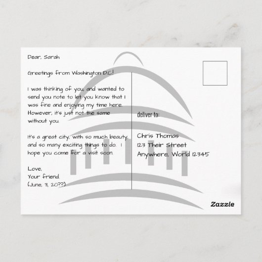 Washington DC Gallaudet University Postkarte (Rückseite)