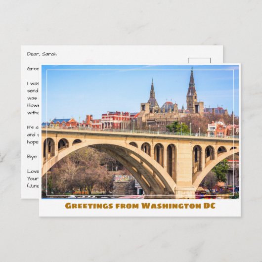 Washington DC Georgetown mit Brücke Postkarte (Vorne/Hinten)