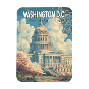 Washington DC Hauptstadt Travel Art Vintag Magnet