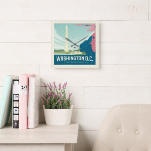 Washington DC   Hauptstadt unserer Nation Quadratische Wanduhr