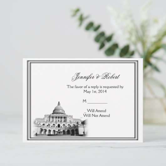 Washington DC Hochzeit in Urlaubsort Response Card RSVP Karte (Stehend Vorderseite)