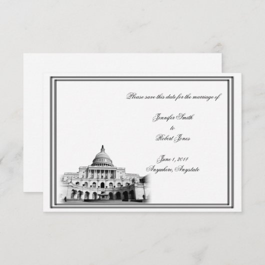 Washington DC Hochzeit in Urlaubsort Save the Date (Vorne/Hinten)