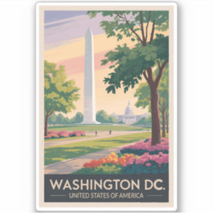 Washington DC Illustration Travel Art Vintag Aufkleber