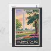 Washington DC Illustration Travel Art Vintag Postkarte (Vorne/Hinten)