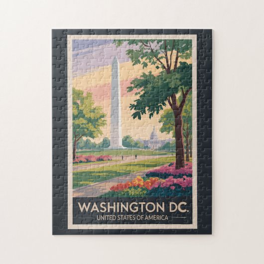 Washington DC Illustration Travel Art Vintag Puzzle (Vertikal)