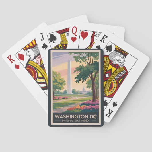 Washington DC Illustration Travel Art Vintag Spielkarten (Rückseite)