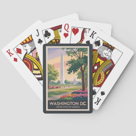 Washington DC Illustrations Reise Kunst individuel Spielkarten (Rückseite)