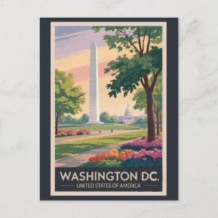 Washington DC Illustrations Reise Kunst Vintage Postkarte