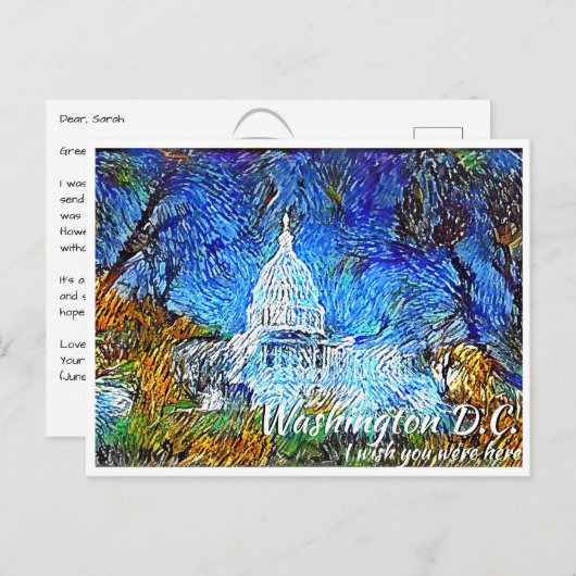 Washington DC Impressionistische US-Hauptstadt Postkarte (Vorne/Hinten)