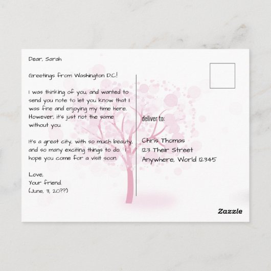 Washington DC Jefferson Memorial mit Cherry Tree Postkarte (Rückseite)