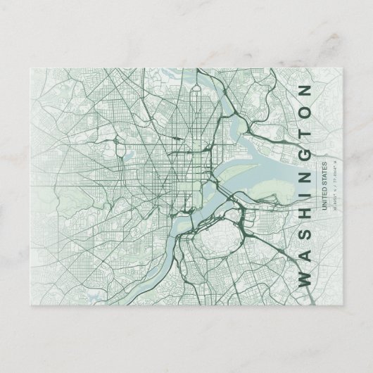 Washington, DC Karte Minimale Postkarte (Vorderseite)