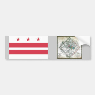 Washington DC-Karte und Flagge Autoaufkleber