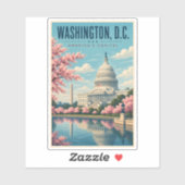 Washington DC Kirschblüten Illustration Reise Aufkleber (Blatt)