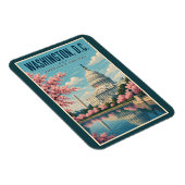 Washington DC Kirschblüten Illustration Reise Magnet (Rechte Seite)