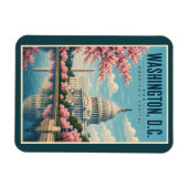 Washington DC Kirschblüten Illustration Reise Magnet (Horizontal)