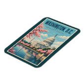 Washington DC Kirschblüten Illustration Reise Magnet (Linke Seite)