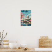 Washington DC Kirschblüten Illustration Reise Poster (Küche)