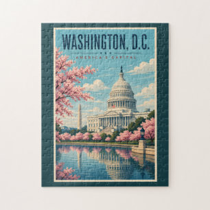 Washington DC Kirschblüten Illustration Reise Puzzle