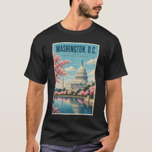 Washington DC Kirschblüten Illustration Reise T-Shirt