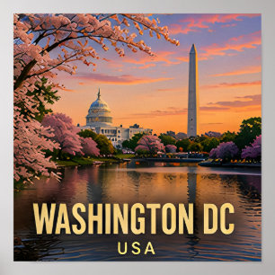 Washington DC Kirschblüten Monument Skyline Poster