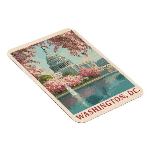 Washington DC - Kirschblüten und Hauptstadt Gebäud Magnet (Rechte Seite)