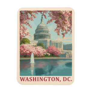 Washington DC - Kirschblüten und Hauptstadt Gebäud Magnet