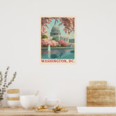 Washington DC - Kirschblüten und Hauptstadt Gebäud Poster (Küche)
