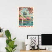 Washington DC - Kirschblüten und Hauptstadt Gebäud Poster (Heimbüro)